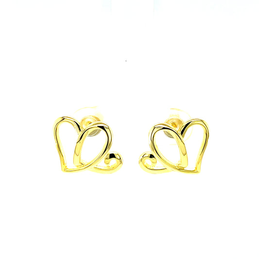 AH 14KT Gold Plated |Two Hearts Earrings | Anniversary Heart
