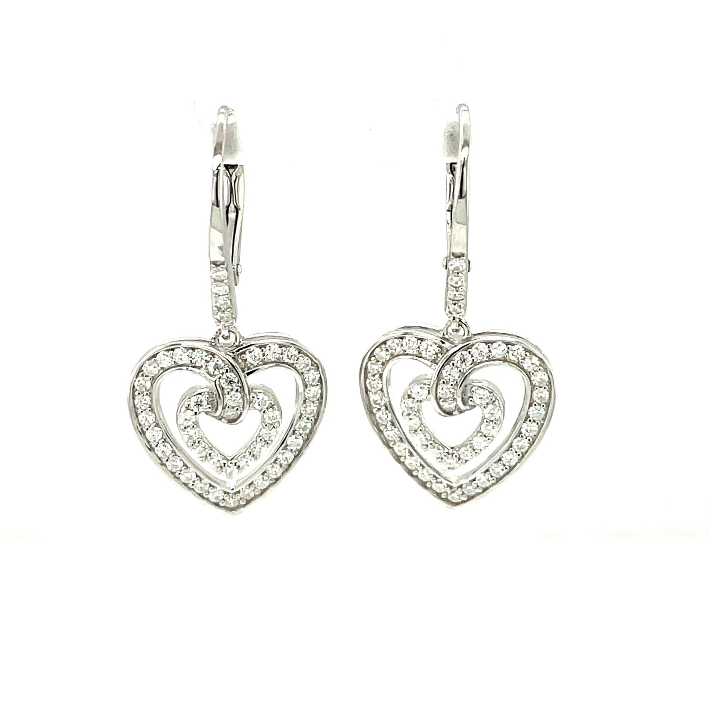LE French Drop Earrings w/Moissanite Gemstone Accents, Platinum Plated SS