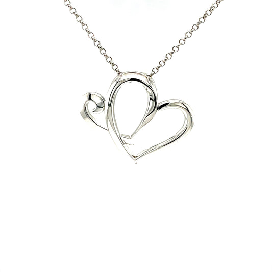AH Hearts Pendant w/18" Chain; Platinum Plated SS | Anniversary Heart