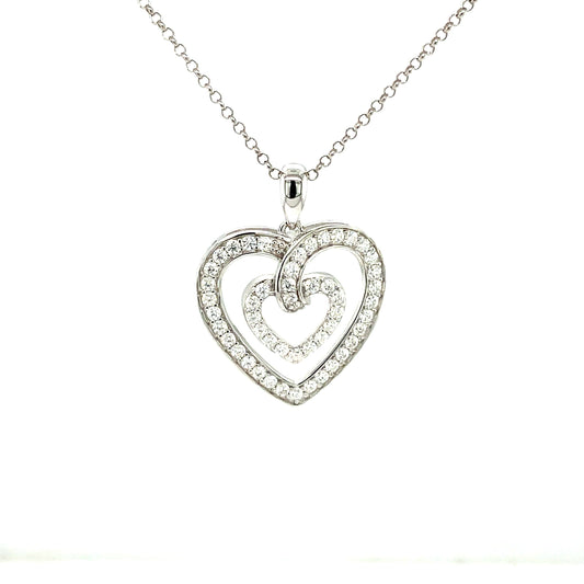 LE Full Moissanite Gemstone Heart SS Pendant & 18" Chain.