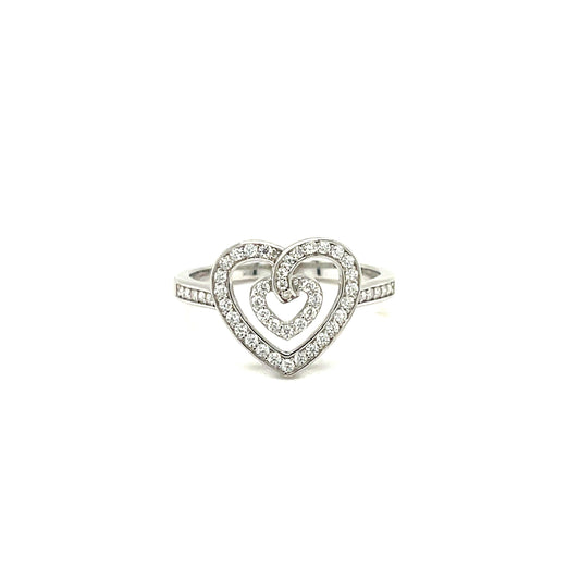 LE Heart Ring w/Moissanite Gemstone Accents; Platinum Plated SS.