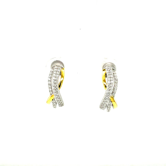 TTT 14KT Gold Plated, Sterling Silver Earrings w/Moissanite Gemstones