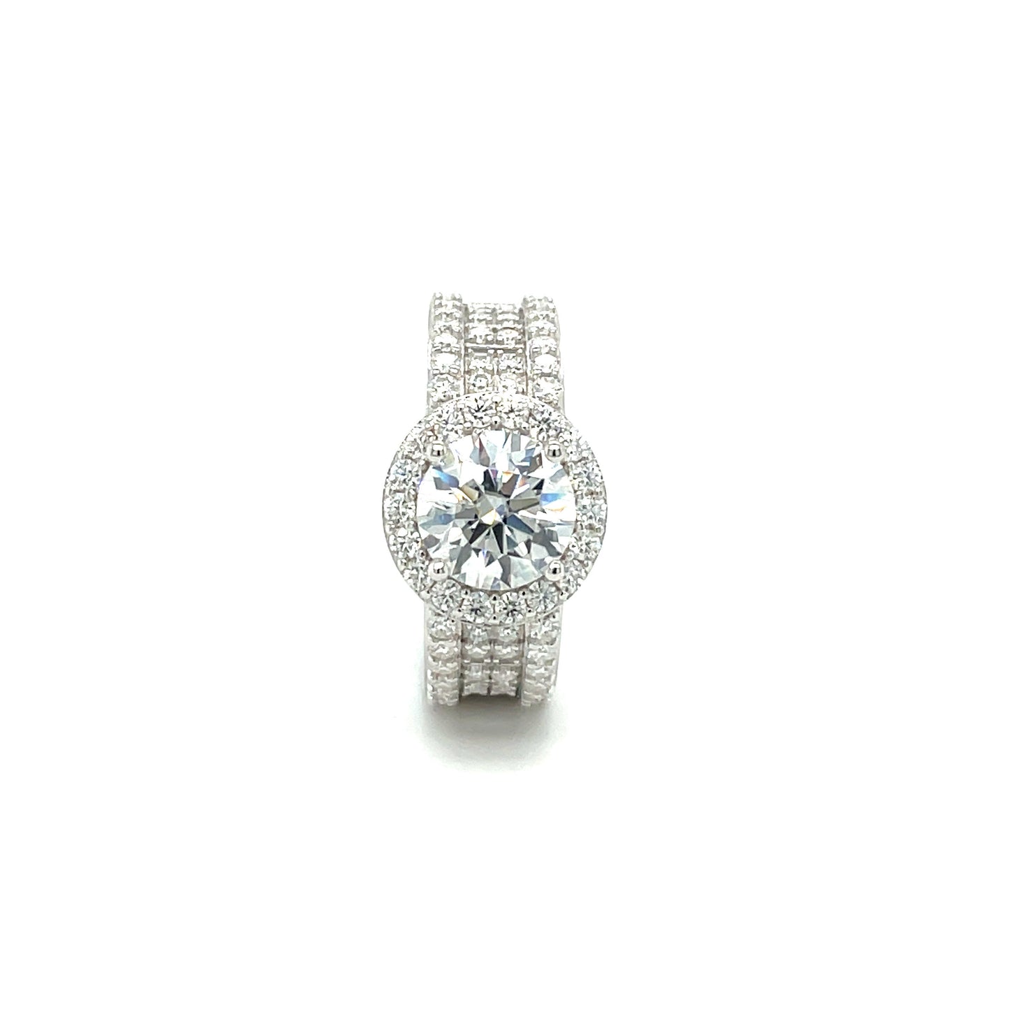 TTT Round Side Accented Ring 1.5CT | Rhodium Plated Sterling Silver | Moissanite | Through Thick & Thin