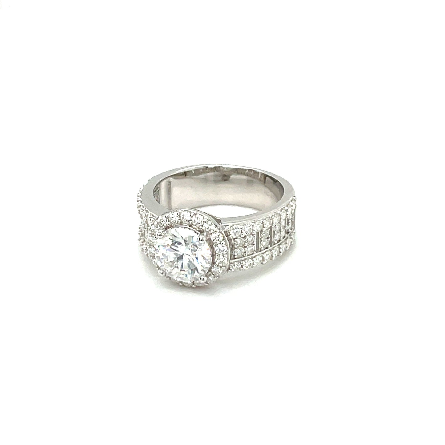 TTT Round Side Accented Ring 1.5CT | Rhodium Plated Sterling Silver | Moissanite | Through Thick & Thin