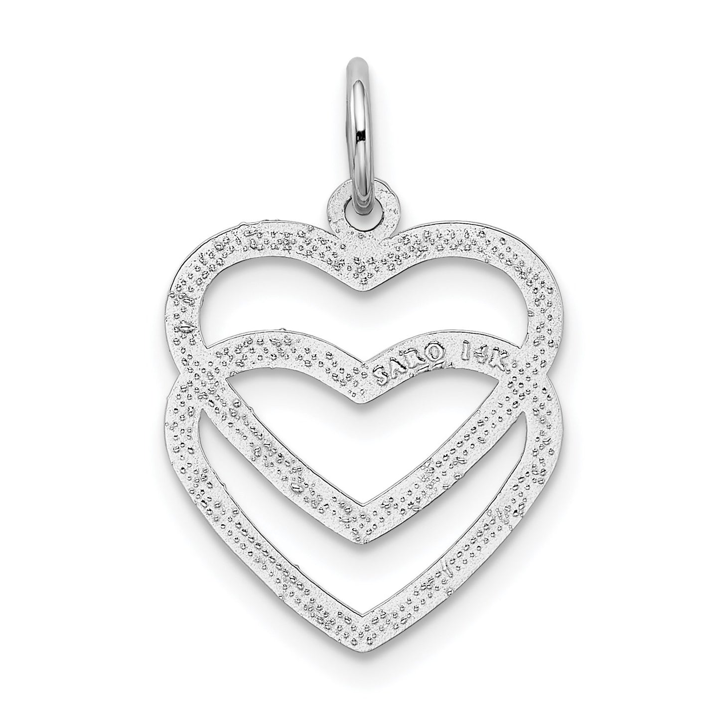 GCH 14k White Gold Double Heart Charm