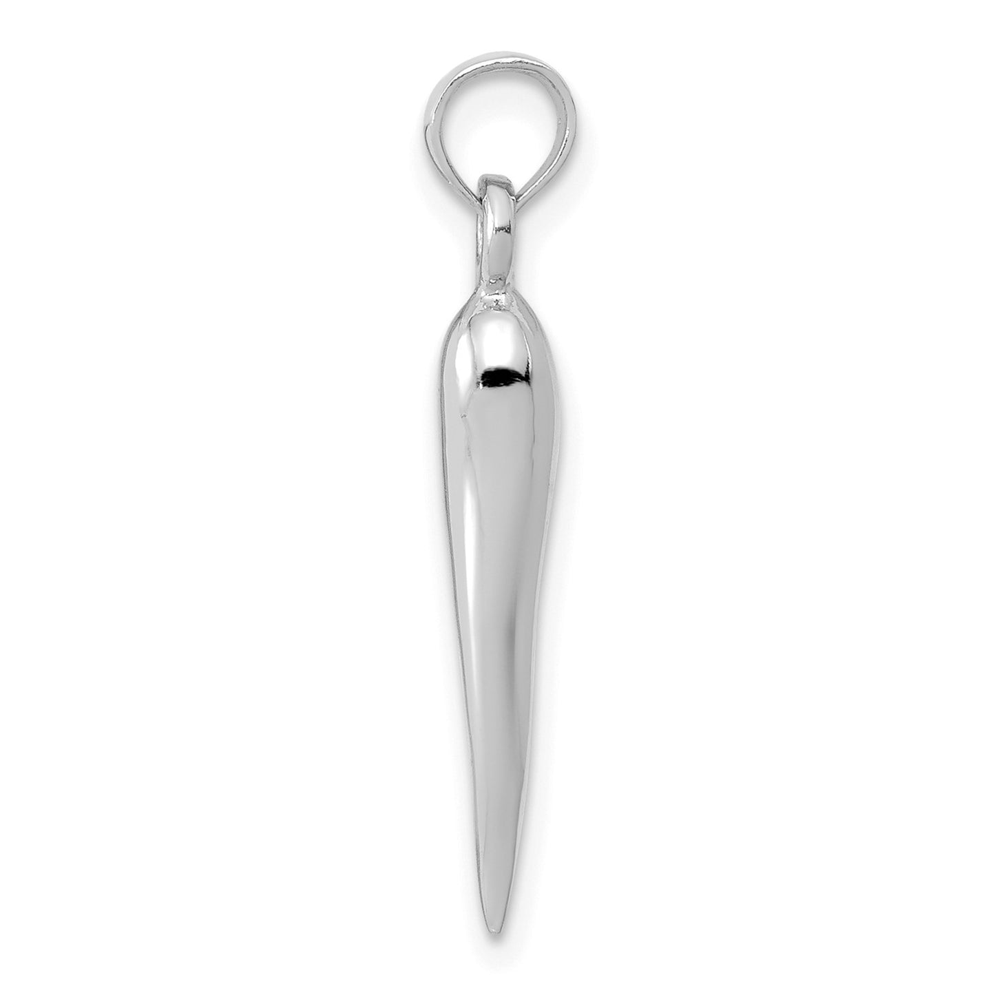 GP 14k White Gold Medium 3D Italian Horn Pendant