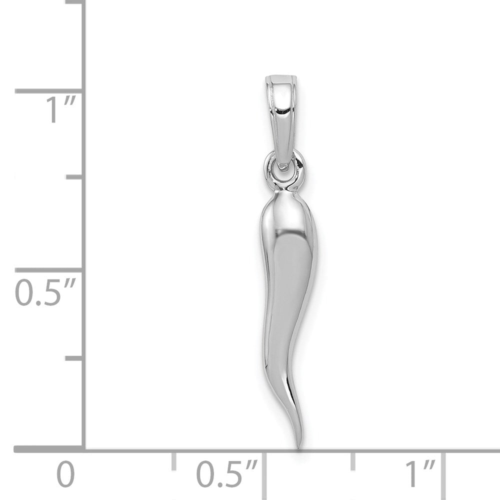 GP 14k White Gold Medium 3-D Italian Horn Pendant