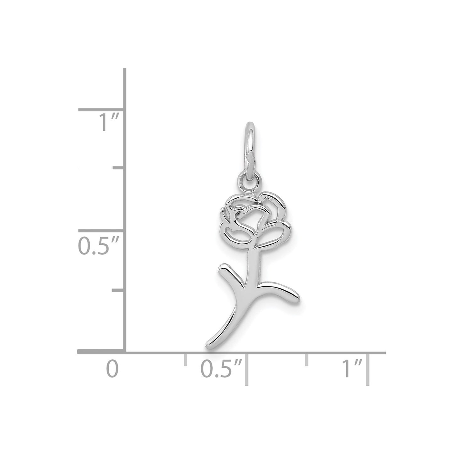 GCH 14k White Gold Rose Charm