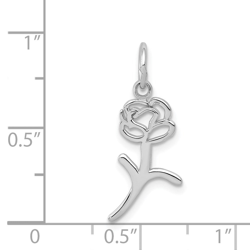 GCM 14k White Gold Rose Charm