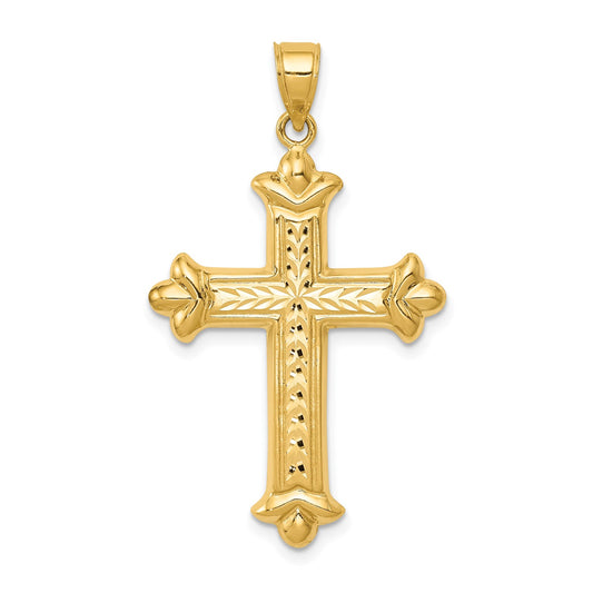 GE 14k Reversible Diamond-cut Cross Pendant