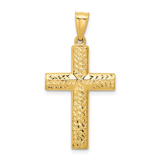 GP 14K Reversible Textured/Polished Cross Pendant