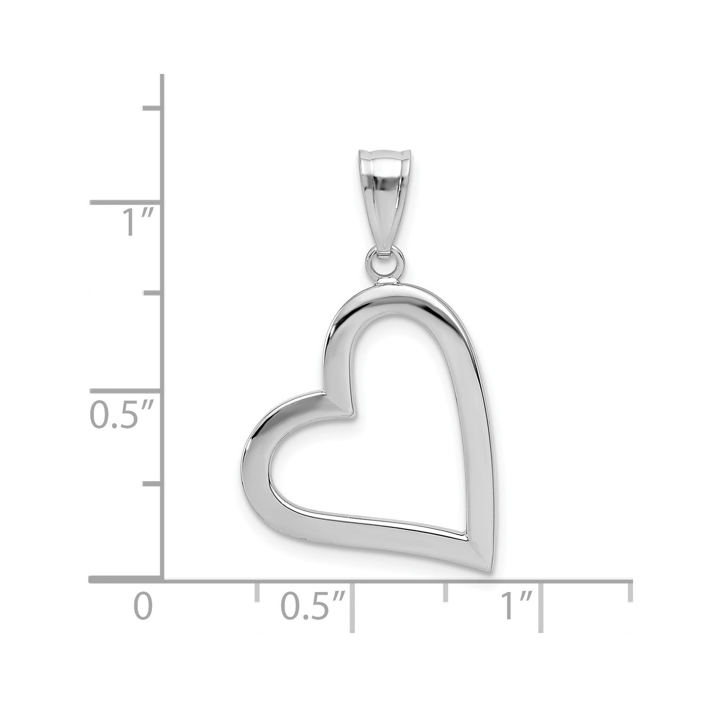 GP 14k White Gold Polished Hollow Heart Pendant