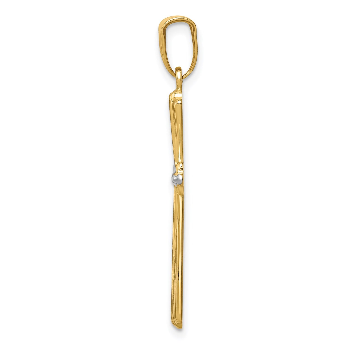 DP 14k w/Rhodium Diamond Cut Cross Pendant