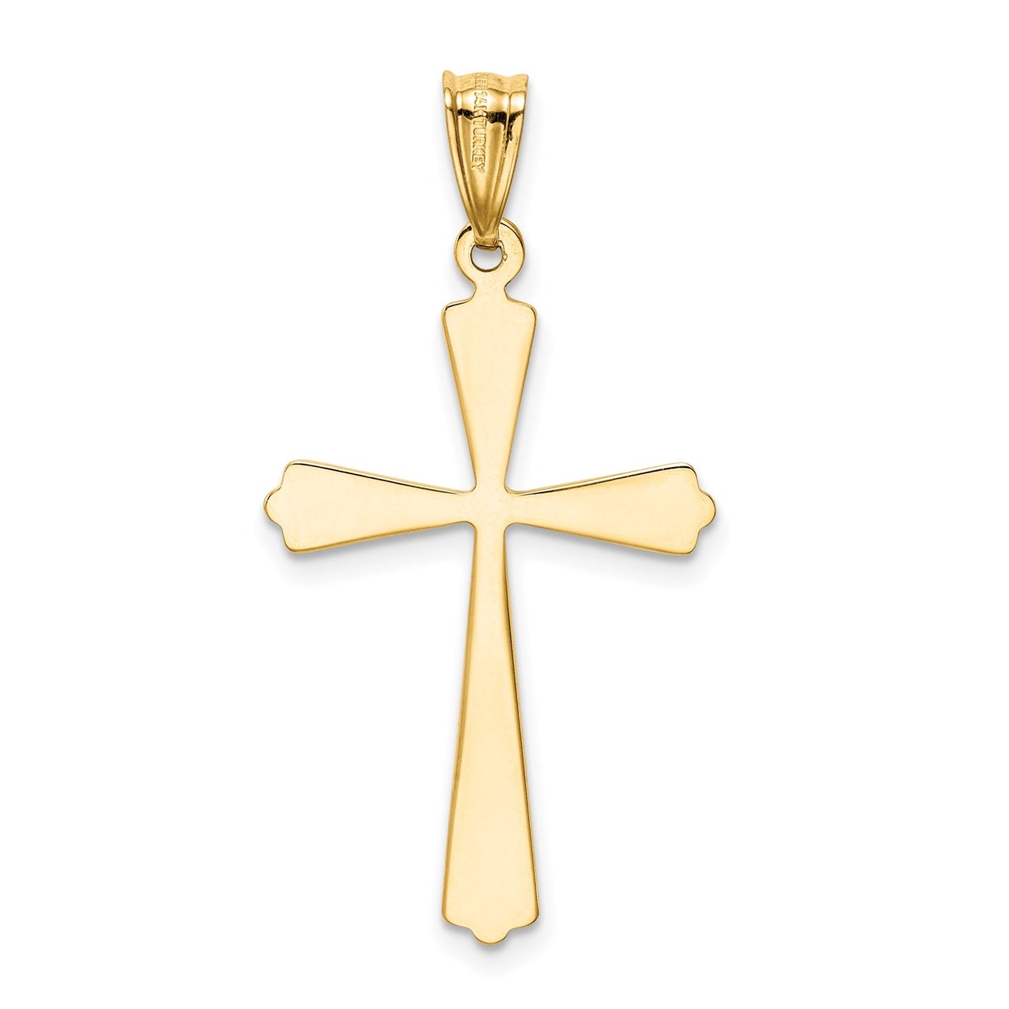 DP 14k w/Rhodium Diamond Cut Cross Pendant