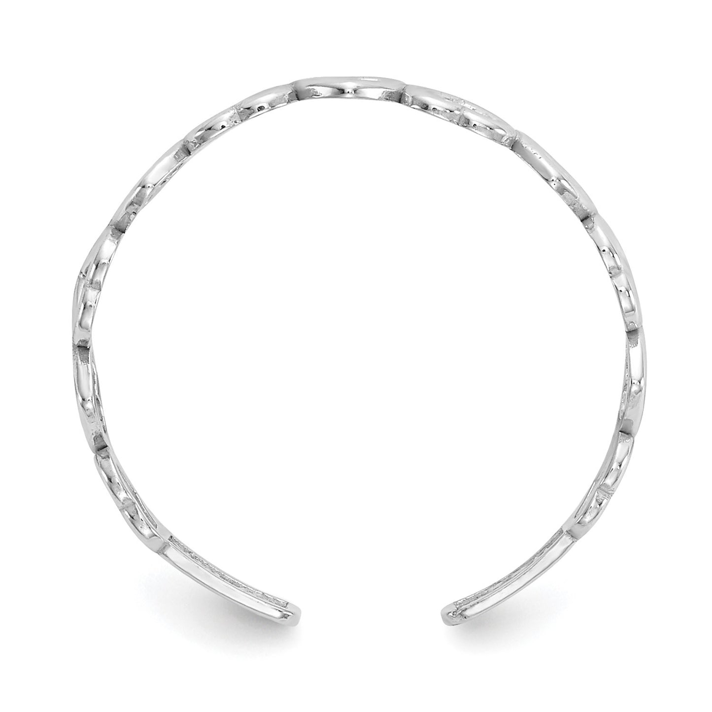 GTR 14k White Gold Polished Cut Out Hearts Toe Ring