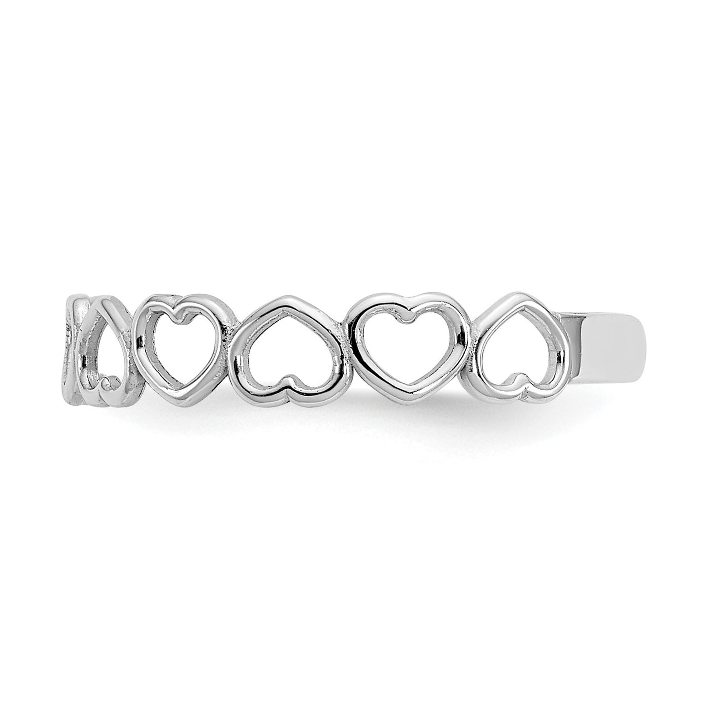 GTR 14k White Gold Polished Cut Out Hearts Toe Ring