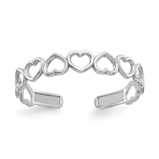 GTR 14k White Gold Polished Cut Out Hearts Toe Ring