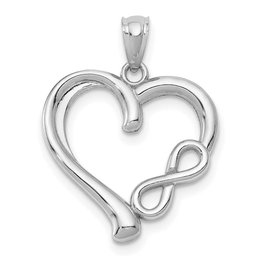 GP 14k White Gold Polished Small Infinity Heart Pendant