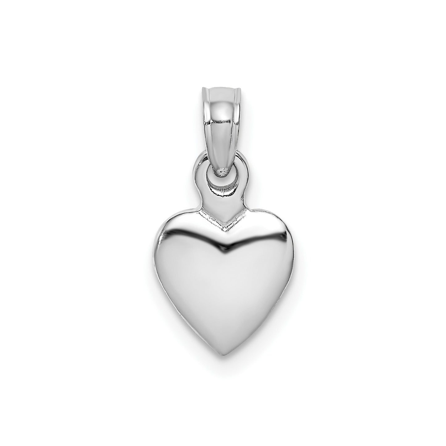 GP 14K White Gold Polished 3D Heart Pendant