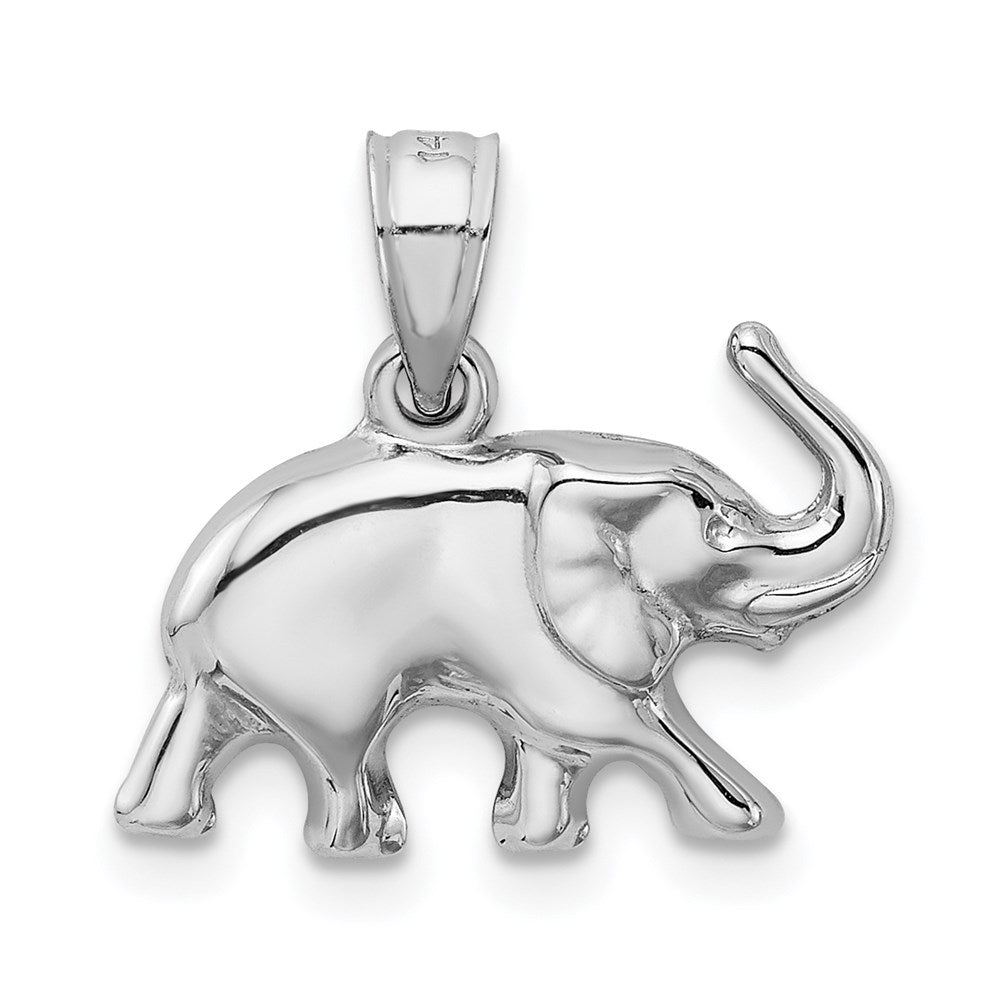 WGP 14k White Gold 3-D Polished Elephant Pendant