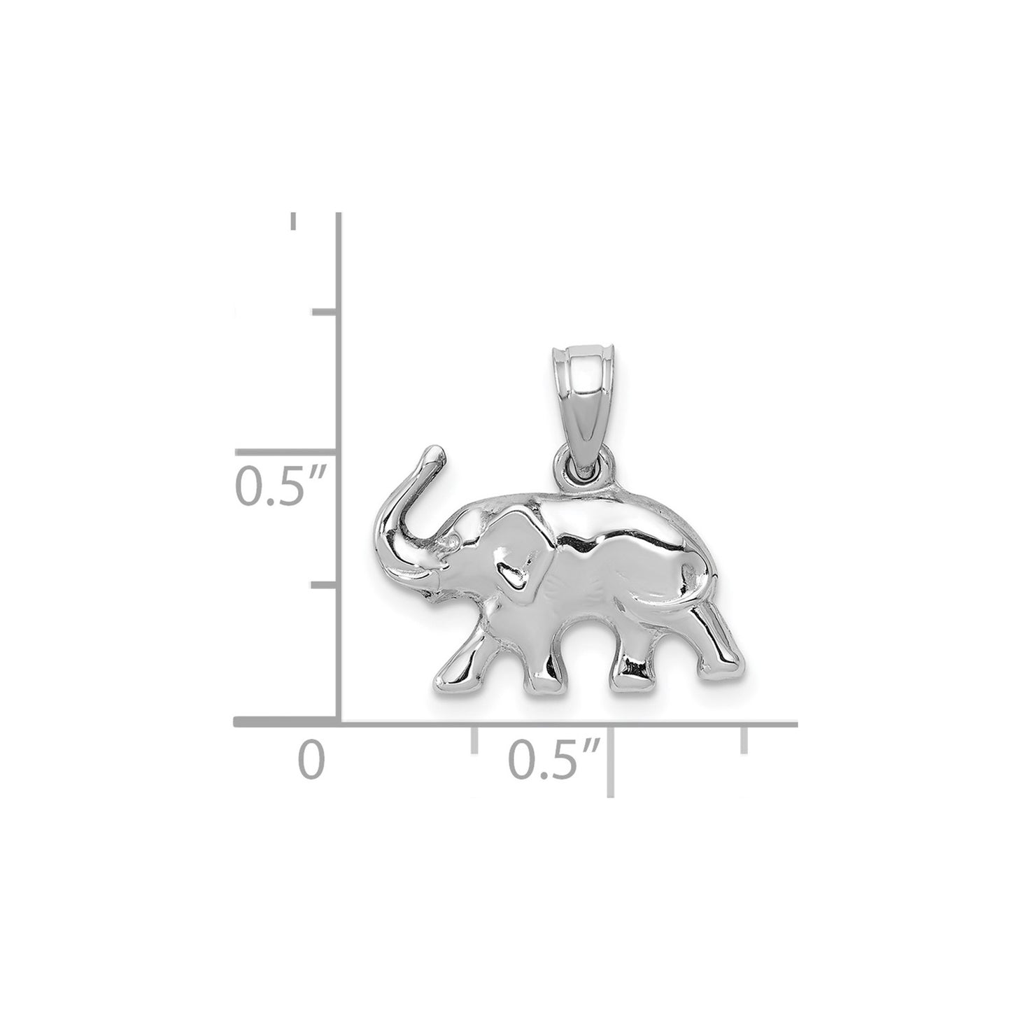 GP 14k White Gold 3D Polished Elephant Pendant