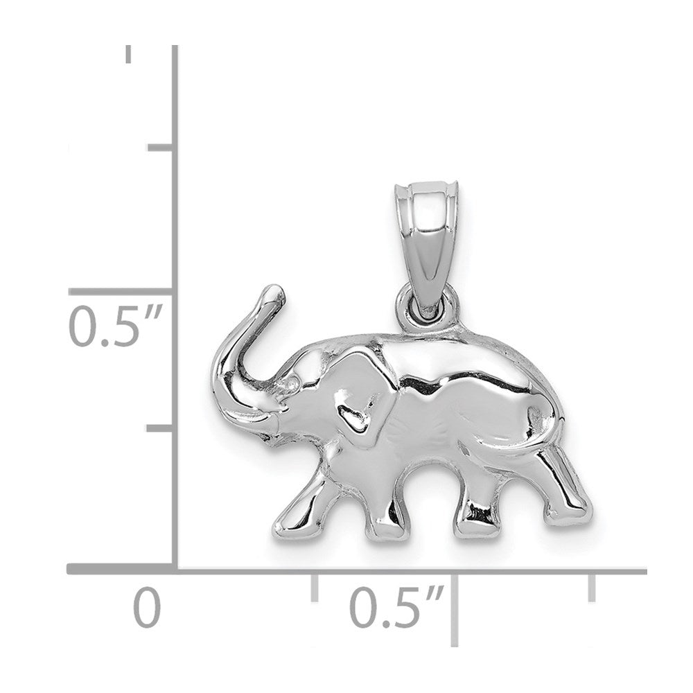 WGP 14k White Gold 3-D Polished Elephant Pendant