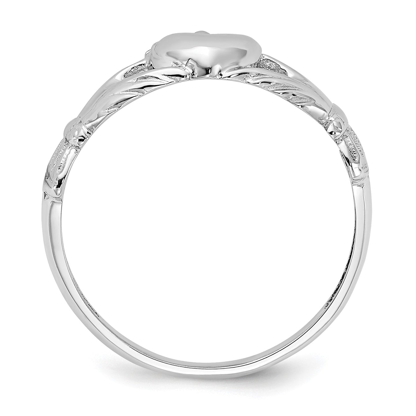 GR 14k White Gold Polished Claddagh Ring