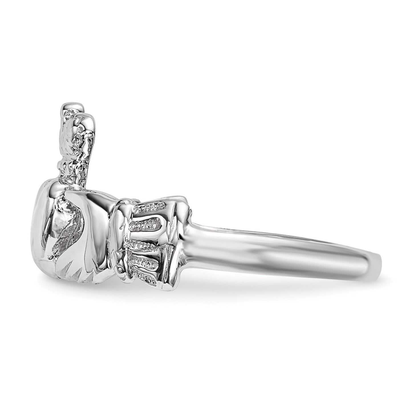 GR 14k White Gold Polished Claddagh Ring