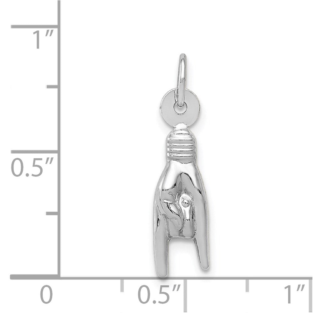 GCM 14K White Gold 3-D Rock On Sign Charm