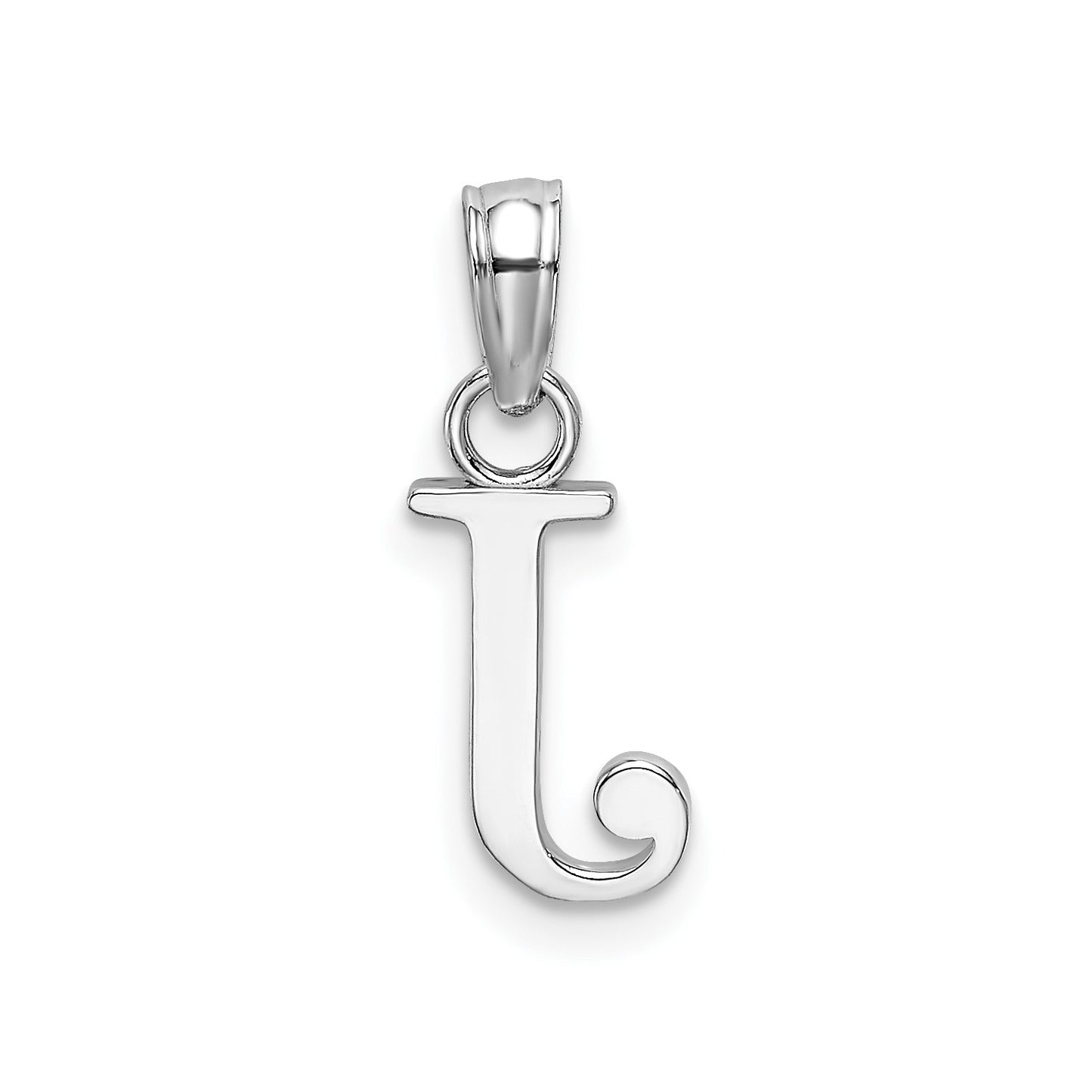 GP 14K White Gold Polished Block Letter J Initial Pendant