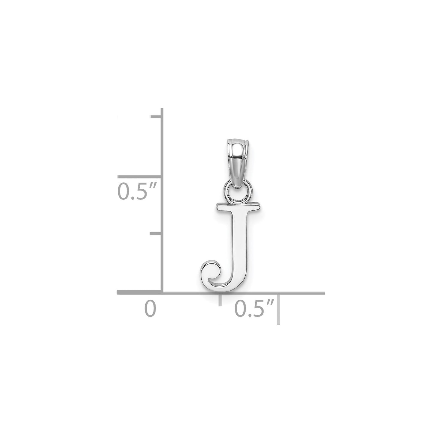 GP 14K White Gold Polished Block Letter J Initial Pendant