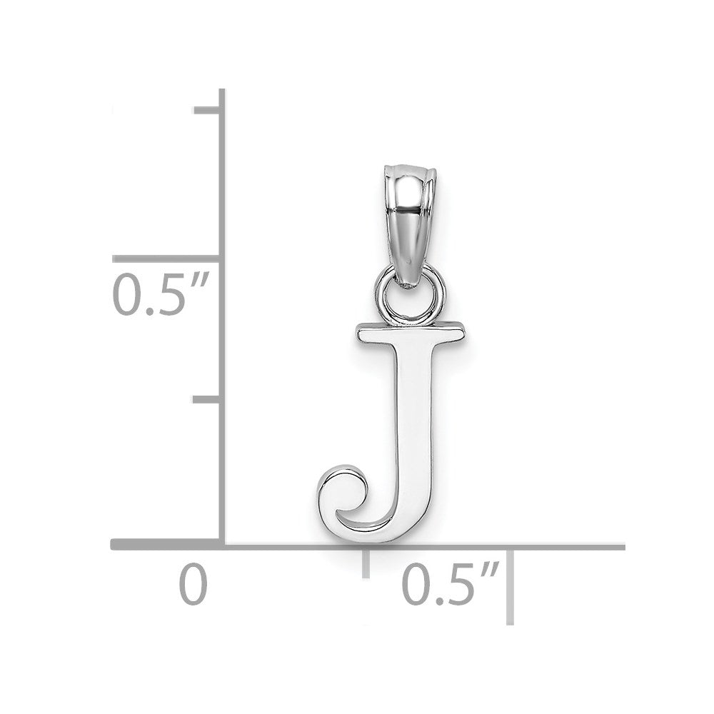 GP 14K White Gold Polished Block Letter J Initial Pendant