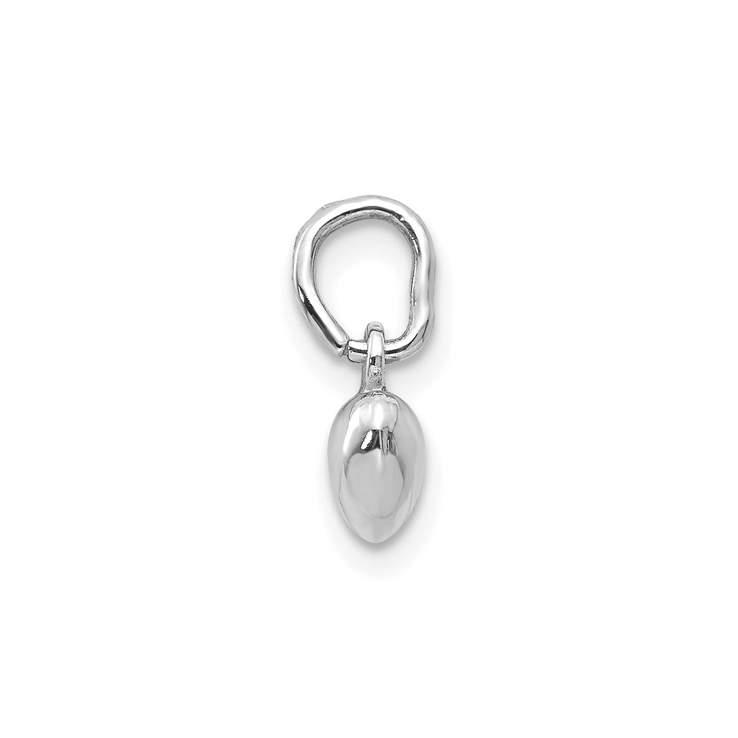 GC 14k White Gold Solid Polished 3D Heart Charm