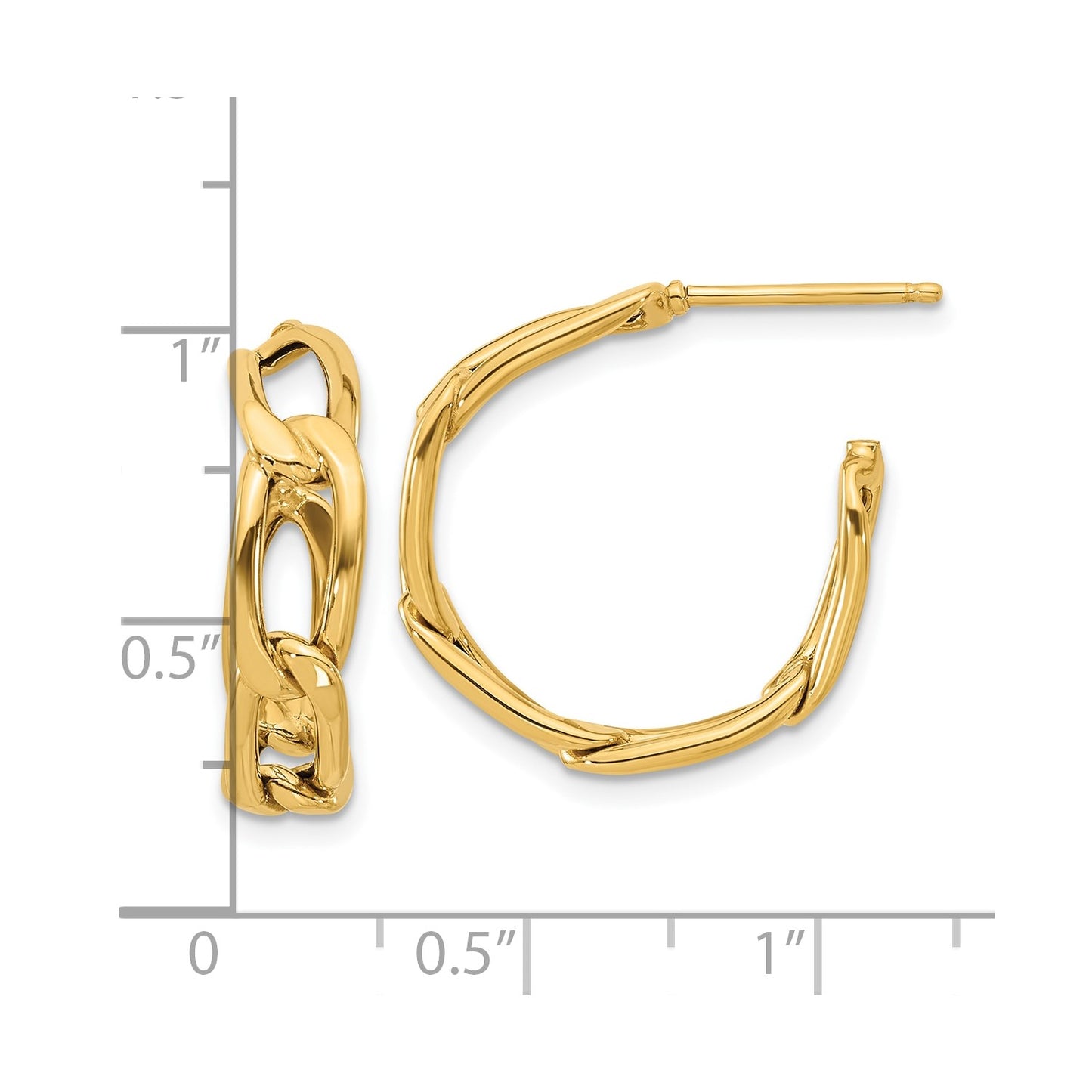 GE 14K Polished Link Post Hoop Earrings