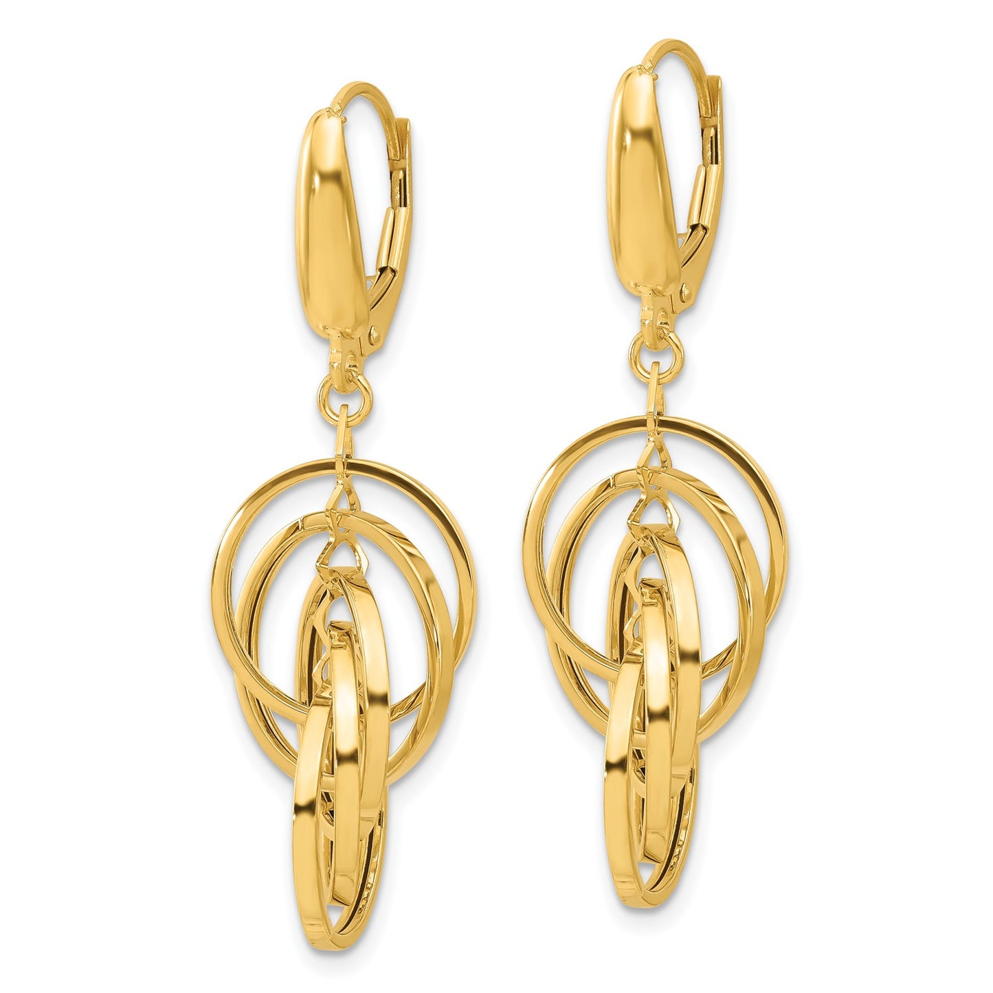 GE 14K Polished Circles Dangle Earrings