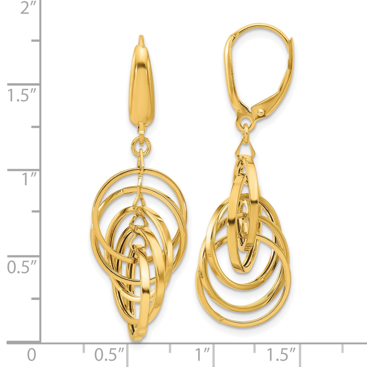 GE 14K Polished Circles Dangle Earrings