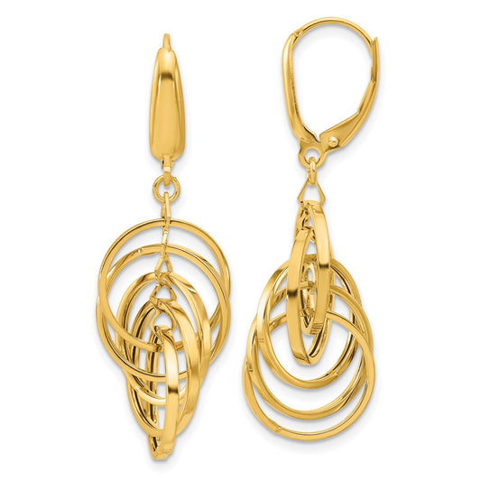 GE 14K Polished Circles Dangle Earrings