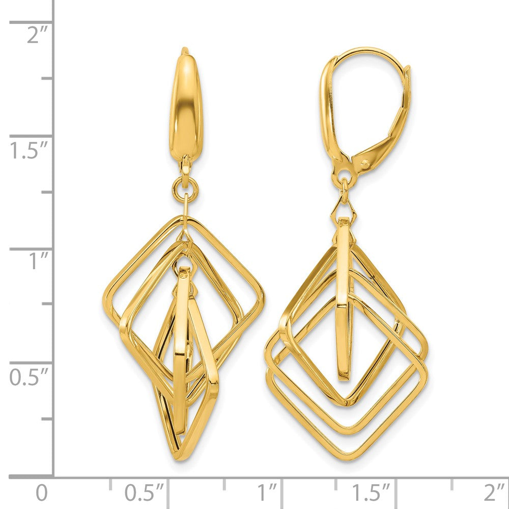 GE 14K Polished Squares Dangle Earrings