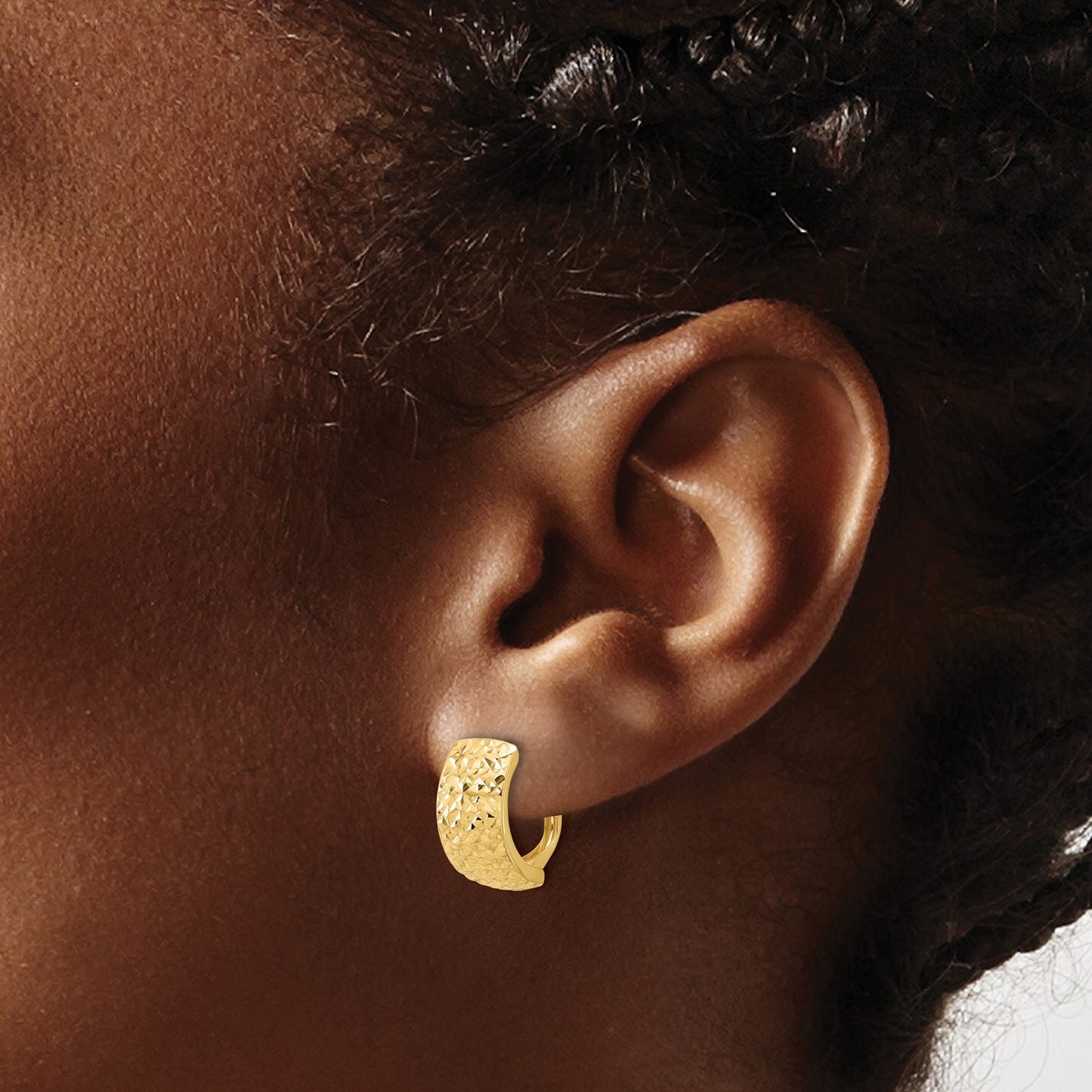 GE 14K Polished and Diamond-cut Omega Back Earrings
