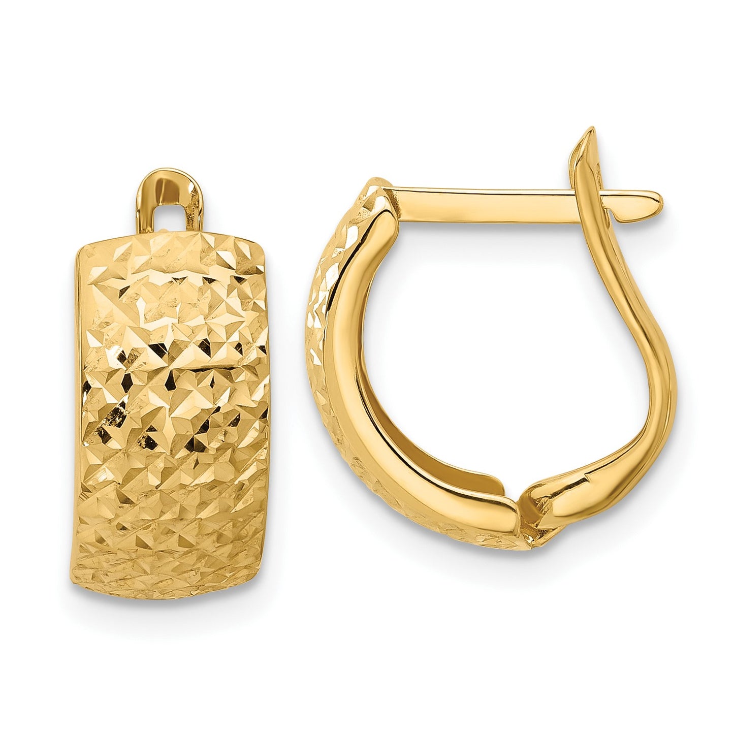GE 14K Polished and Diamond-cut Omega Back Earrings