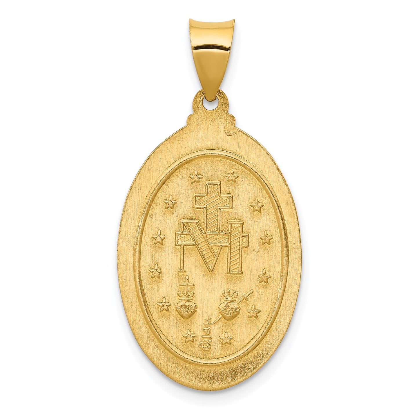 GP 14k Hollow Miraculous Medal Oval Pendant