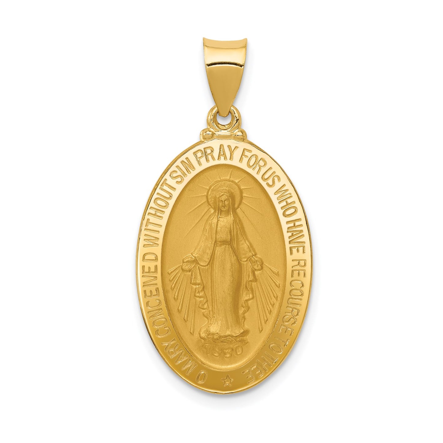 GP 14k Hollow Miraculous Medal Oval Pendant