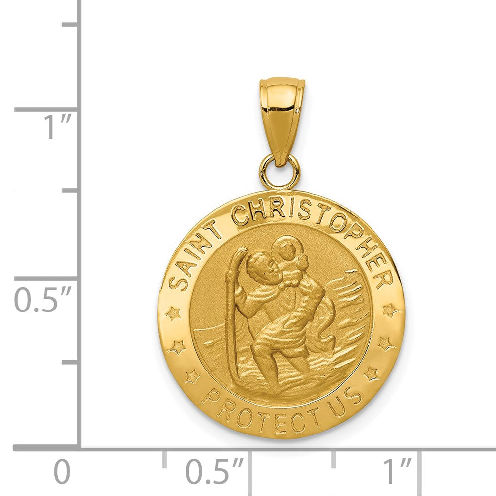 GP 14k Polished and Satin Solid Saint Christopher Medal Pendant