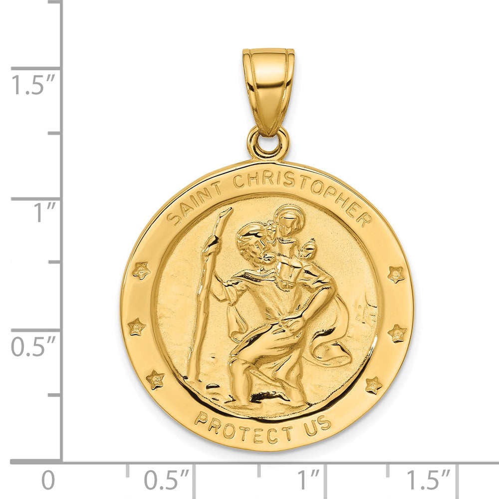 GP 14k Polished Large Saint Christopher Medal Round Pendant