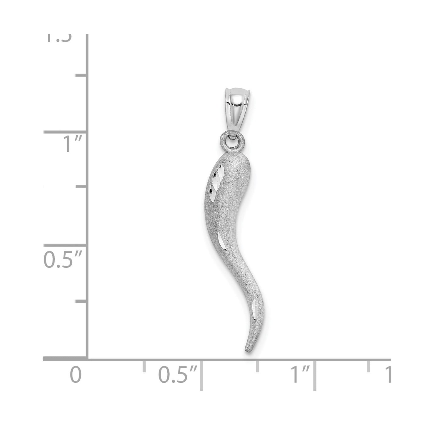 GC 14k White Gold Solid D/C Italian Horn Charm