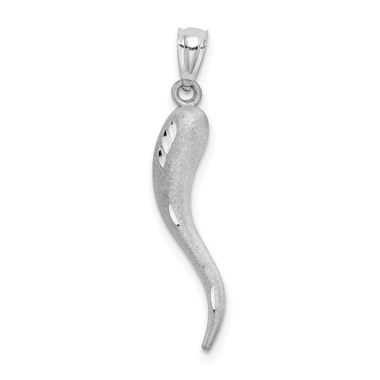 GC 14k White Gold Solid D/C Italian Horn Charm