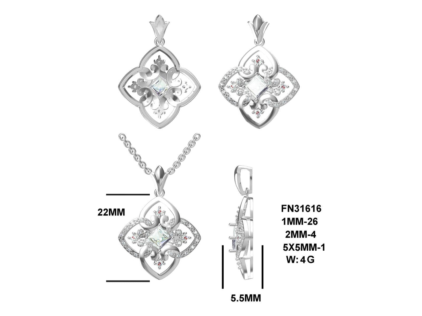MS Mom | The Heart Of Our Family Pendant | Rhodium Plated | Sterling Silver | Lab Grown Sapphire Accents | Lasting Legacy Collection