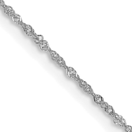 GCH 14K White Gold 18 inch 1mm Singapore with Spring Ring Clasp Chain