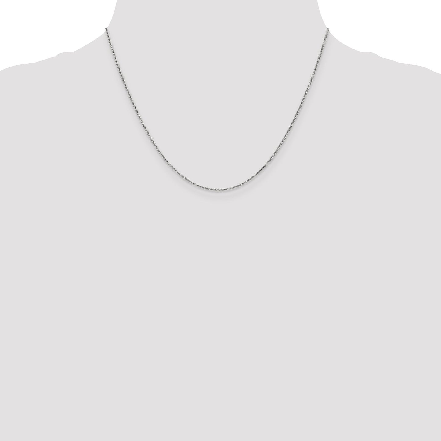 GC 14K White Gold 18 inch 1mm Round Open Link Cable with Lobster Clasp Chain