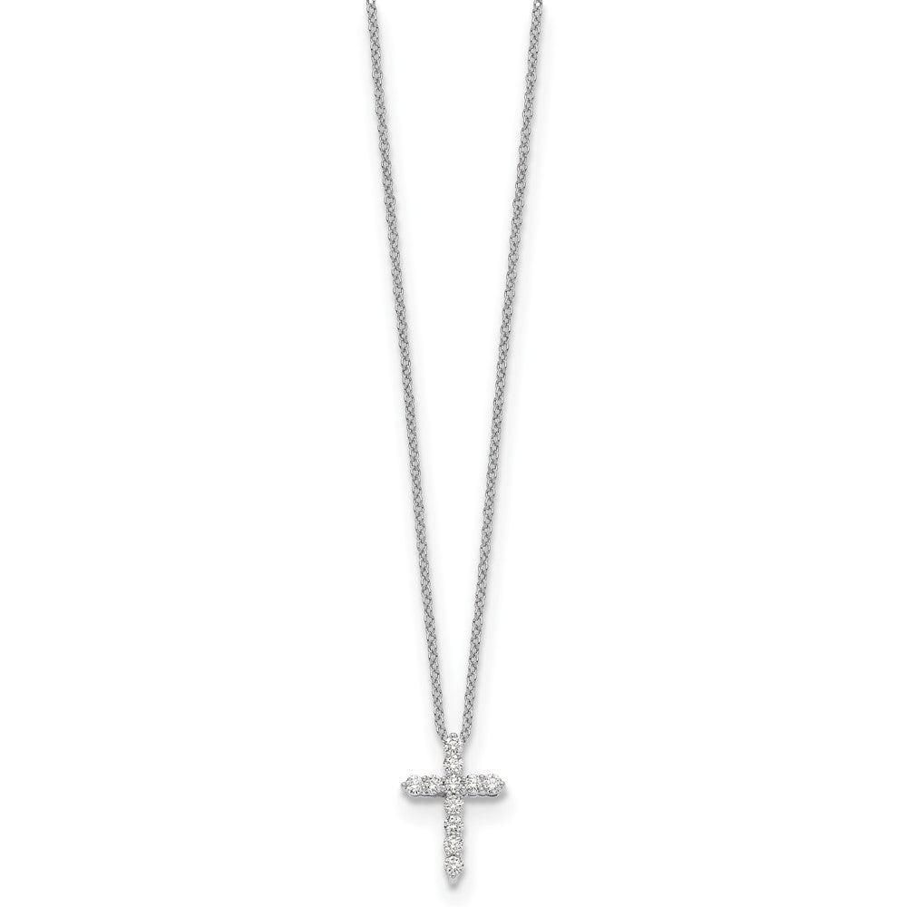 LGWN 14k White Gold 1/4 carat Lab Grown Diamond VS/SI+ G+ Complete 18 inch Cross Pendant Necklace